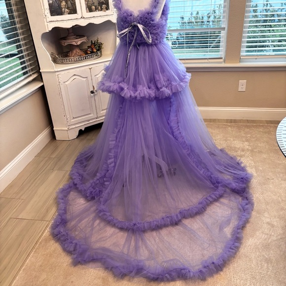 NEW Tulle Maternity Dress for Photoshoot Bridal Robe Dusty Purple NWOT Size M - Picture 5 of 8